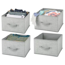 MDesign Soft Fabric Closet Storage Organizer Cube Bin, 4 Pack -Storage Basket Shop GUEST bc0726df 6559 4e50 9076 208c7979cd79