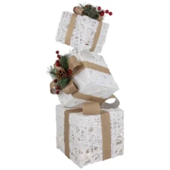 Northlight 25.25" LED Lighted White And Beige Stacked Gift Boxes Christmas Decoration -Storage Basket Shop GUEST bc0dc9a1 b2da 498d a3de 1e429e1fd53b