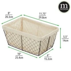MDesign Medium Chicken Wire Storage Basket, Fabric Liner, 8 Pack, Bronze/Natural 11 MDesign Medium Chicken Wire Storage Basket, Fabric Liner, 8 Pack, Bronze/Natural -Storage Basket Shop GUEST bcded672 04e8 4284 9ce9 9793de3dc6ed