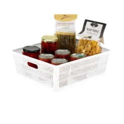 Simplify 2pk Large Slide And Stack Storage Shallow Totes White -Storage Basket Shop GUEST bd159bf7 5fd0 4b9f 82f2 eb97fac55449