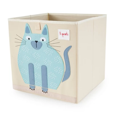 3 Sprouts Large 13 Inch Square Children's Foldable Fabric Storage Cube Organizer Box Soft Toy Bin 2 Piece Bundle With Blue Cat, Blue Peacock Designs 3 3 Sprouts Large 13 Inch Square Children's Foldable Fabric Storage Cube Organizer Box Soft Toy Bin 2 Piece Bundle With Blue Cat, Blue Peacock Designs