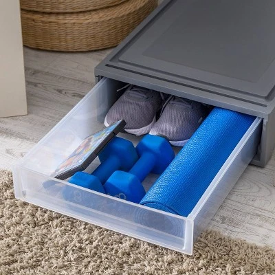 IRIS 27.5qt Underbed Plastic Storage Container With Sliding Organizer Drawers Gray/Clear 8 IRIS 27.5qt Underbed Plastic Storage Container With Sliding Organizer Drawers Gray/Clear - Image 6