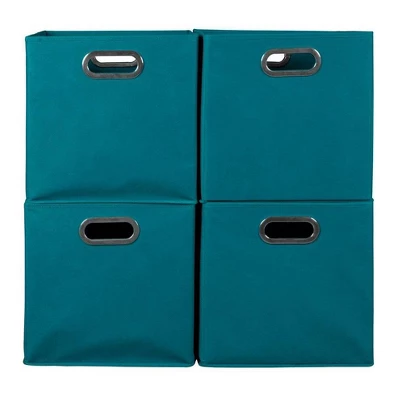 Niche Cubo 4pk Foldable Fabric Storage Bin With Label Holder Teal 5 Niche Cubo 4pk Foldable Fabric Storage Bin With Label Holder Teal - Image 3