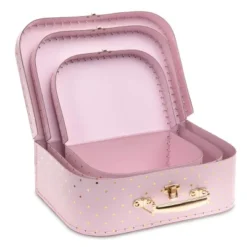 Jewelkeeper 3 Decorative Vintage Mini Storage Boxes, Pink Gold Dots -Storage Basket Shop GUEST c07a6eca 9e6b 4969 8d65 b2fcf5707ea0