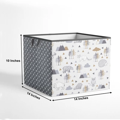 Bacati - Woodlands Gray/Beige Neutral Cotton Storage Box Large 5 Bacati - Woodlands Gray/Beige Neutral Cotton Storage Box Large - Image 3