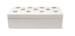 Classic Touch White Wooden Decorative Box With Gold Flower Beads 7 Classic Touch White Wooden Decorative Box With Gold Flower Beads -Storage Basket Shop GUEST c32a7065 028e 4341 8cca 2c442840feef