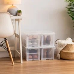 IRIS USA Shoe Storage Box, Stackable And Drop Front, Wide -Storage Basket Shop GUEST c3e3b39f 1054 46e7 8a50 89895db6cab2