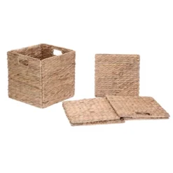 Hastings Home 12-Inch Square Handmade Wicker Storage Bin Foldable Basket Made Of Water Hyacinth | Set Of 2 12 Hastings Home 12-Inch Square Handmade Wicker Storage Bin Foldable Basket Made Of Water Hyacinth | Set Of 2 -Storage Basket Shop GUEST c4469b26 ff34 46ce ba8c 082486bc519e