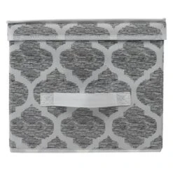 Home Basics Arabesque Large Non-Woven Storage Box With Label Window, Grey 12 Home Basics Arabesque Large Non-Woven Storage Box With Label Window, Grey -Storage Basket Shop GUEST c4b405fa 5f3b 41e2 820b 4c0b66f2825f