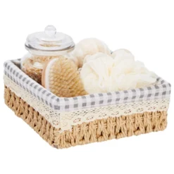 Farmlyn Creek Set Of 3 Rectangular Wicker Baskets For Organizing With Removable Fabric Liners, Rectangular Home Storage Bins For Pantry Items, 3 Sizes -Storage Basket Shop GUEST c514bc22 ed34 4bbb 8bfc f6d42243a120