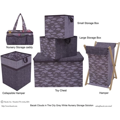 Bacati - Clouds In The City White/Gray Nursery Storage Caddy 6 Bacati - Clouds In The City White/Gray Nursery Storage Caddy - Image 4