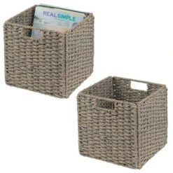 MDesign Woven Seagrass Home Storage Basket For Cube Furniture, 2 Pack -Storage Basket Shop GUEST c5b7dcf0 5efb 4944 959c 19db168a5660