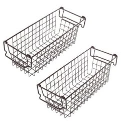 Set Of 2 Storage Bins - Basket Set For Toy, Kitchen, Bathroom, And Closet Storage - Small Shelf Organizers With Handles By Home-Complete (Brown) -Storage Basket Shop GUEST c5d5c3a1 b066 4418 b287 19208032ad0f