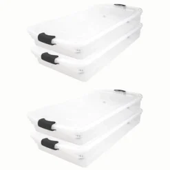 HOMZ 60 Quart Latching Underbed Durable Clear Base Storage Organizer Container Box Tote With Easy Grip Handles And Glide Wheels -Storage Basket Shop GUEST c6bfb90f feae 49b7 9b80 2f35698e502c