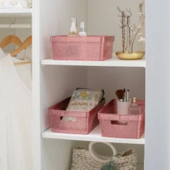 Simplify 3pk Small Glitter Totes Pink -Storage Basket Shop GUEST c8215433 d38b 4ae3 8217 e88776efcc8d