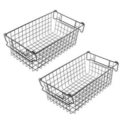 Set Of 2 Storage Bins - Basket Set For Toy, Kitchen, Closet, And Bathroom Storage - Medium Shelf Organizers With Handles By Home-Complete (Black) -Storage Basket Shop GUEST c823f112 76dd 4b7f aeec de436cb50643