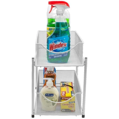 Sorbus 2 Tier Organizer Baskets With Mesh Sliding Drawers White 4 Sorbus 2 Tier Organizer Baskets With Mesh Sliding Drawers White - Image 2