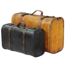 Vintiquewise 2-Colored Vintage Style Luggage Suitcase/Trunk, Set Of 2