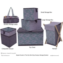 Bacati - Clouds In The City Mint//Gray Storage Box Large -Storage Basket Shop GUEST ca7e52f8 943c 4af1 b7dd db8b6d387a3f 1