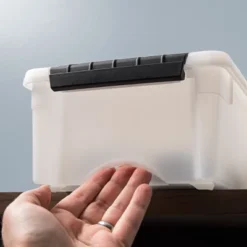 IRIS 19, 32, And 53 Quart Stack & Pull Box, Clear With Black Handles, Nestable And Stackable -Storage Basket Shop GUEST ca885a40 5b51 4343 9d52 184b1e97f3b3