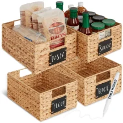 Best Choice Products Set Of 4 12in Woven Water Hyacinth Pantry Baskets W/ Chalkboard Label, Chalk Marker -Storage Basket Shop GUEST cb88e44d 94e0 4053 b42b 56150cd5002d
