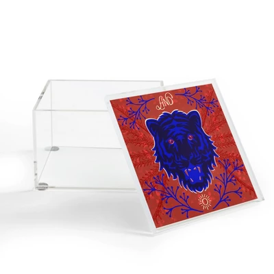 Caroline Okun Bengal Tiger Blue 4" X 4" Acrylic Box - Deny Designs 3 Caroline Okun Bengal Tiger Blue 4" X 4" Acrylic Box - Deny Designs