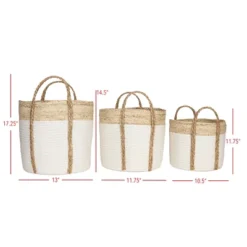 Set Of 3 Baskets White Seagrass & Cotton Rope By Foreside Home & Garden -Storage Basket Shop GUEST cd7573eb 1c0c 481c 8a57 759ab521e2f5