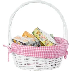 Wickerwise White Round Willow Gift Basket, With Gingham Liner And Handles 18 Wickerwise White Round Willow Gift Basket, With Gingham Liner And Handles -Storage Basket Shop GUEST ce546105 9249 464e 91f9 2a4fb9882cb3