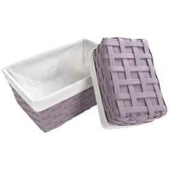 Juvale 5 Piece Set Woven Nesting Storage Baskets, Decorative Wicker Bins For Organizing, Lavender, 3 Sizes -Storage Basket Shop GUEST cfbbe5e4 1efa 42d7 8cad c1eee82f7707