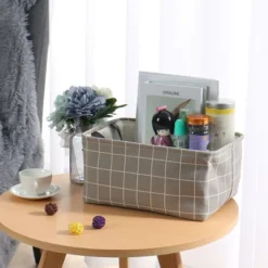 Unique Bargains Foldable Baskets Canvas Fabric Cube Container With Rope Handles Storage Bins -Storage Basket Shop GUEST d10c79e9 8bcb 4258 9924 8a990a88a1f8