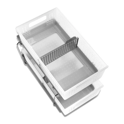 Two-Tier Organizer With Dividers Frost/Gray - Madesmart 3 Two-Tier Organizer With Dividers Frost/Gray - Madesmart