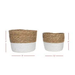 Set Of 2 Baskets White Seagrass & Rope By Foreside Home & Garden 13 Set Of 2 Baskets White Seagrass & Rope By Foreside Home & Garden -Storage Basket Shop GUEST d24d8064 f097 45d7 8144 84f00b8c3fd0