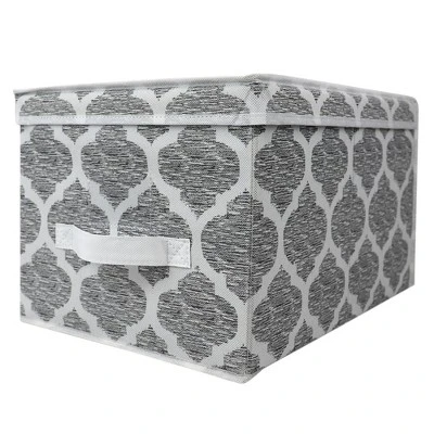 Home Basics Arabesque Large Non-Woven Storage Box With Label Window, Grey 8 Home Basics Arabesque Large Non-Woven Storage Box With Label Window, Grey - Image 6