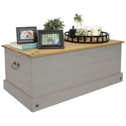 Sunnydaze Decor Sunnydaze Indoor Trunk With Handles - Solid Pine Construction - 39.5" W -Storage Basket Shop GUEST d3834397 1389 4844 982e dde910b6a6a7