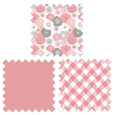 Bacati - Watercolor Floral Coral/Gray Fabric Storage Box/Tote Small 6 Bacati - Watercolor Floral Coral/Gray Fabric Storage Box/Tote Small - Image 4