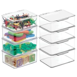 MDesign Plastic Stackable Toy Storage Bin Box With Lid, 8 Pack - Clear -Storage Basket Shop GUEST d40c8582 d2fe 44d0 a5c0 ea1c568c677d