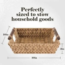 American Atelier Water Hyacinth Wicker Basket With Handles Square Woven Wicker Storage Baskets, Built-in Carry Handles Laundry Storage Or Pantry Bin -Storage Basket Shop GUEST d43b85fb 15ef 40d7 bf4f 15f27f7f2a0b