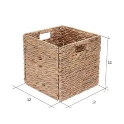 Hastings Home 12-Inch Square Handmade Wicker Storage Bin Foldable Basket Made Of Water Hyacinth | Set Of 2 10 Hastings Home 12-Inch Square Handmade Wicker Storage Bin Foldable Basket Made Of Water Hyacinth | Set Of 2 -Storage Basket Shop GUEST d598d6f3 708a 480a 96e2 779bb26f99de