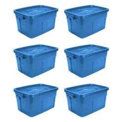 Rubbermaid Roughneck Tote 14 Gallon Stackable Storage Container W/ Stay Tight Lid & Easy Carry Handles, (6 Pack) -Storage Basket Shop GUEST d612ad96 d657 454d 8656 b27ee8d0b75c