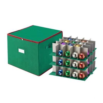 Ornament Storage Box - Holiday Organizer With 75 Compartments, Dividers For Christmas Bulbs And Decorations, And Zip-Up Lid By Tiny Tim Totes (Green) 4 Ornament Storage Box - Holiday Organizer With 75 Compartments, Dividers For Christmas Bulbs And Decorations, And Zip-Up Lid By Tiny Tim Totes (Green) - Image 2