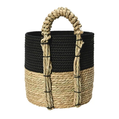Household Essentials Terra Braid Grass Basket Black/Natural 5 Household Essentials Terra Braid Grass Basket Black/Natural - Image 3