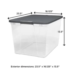Homz 64-Quart Clear Plastic Stackable Storage Bin With Lid Container Box With Latching Handles For Home Garage Organization, Gray (2 Pack) -Storage Basket Shop GUEST dc6a0740 a26b 4c53 9a98 b2271da6b49f
