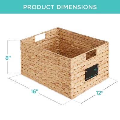 Best Choice Products Set Of 2 16in Woven Water Hyacinth Pantry Baskets W/ Chalkboard Label, Chalk Marker 8 Best Choice Products Set Of 2 16in Woven Water Hyacinth Pantry Baskets W/ Chalkboard Label, Chalk Marker - Image 6