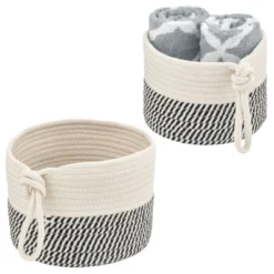 MDesign Woven Cotton Rope Bathroom Basket With Tie Handle, Set Of 2 15 MDesign Woven Cotton Rope Bathroom Basket With Tie Handle, Set Of 2 -Storage Basket Shop GUEST dd4f8e76 b2e4 4009 929f 13fa06f3dcae