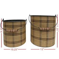 Set Of 2 Brown Metal & Wood Bins - Foreside Home & Garden -Storage Basket Shop GUEST dd530dfd d98d 4fee 8ca2 890d564f32f5