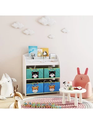 Year Color School Supply, Nursery, Daycare, Toddler, Kids Book Display And Toy Storage Organizer With 6 Fabric Storage Bins 8 Year Color School Supply, Nursery, Daycare, Toddler, Kids Book Display And Toy Storage Organizer With 6 Fabric Storage Bins - Image 6