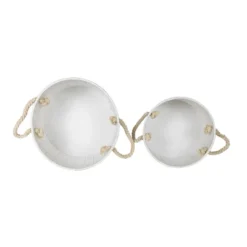 Set Of 2 Sandy Baskets White Metal & Cotton - Foreside Home & Garden -Storage Basket Shop GUEST e1620548 f4ce 4342 a1fe fc6fc9787444