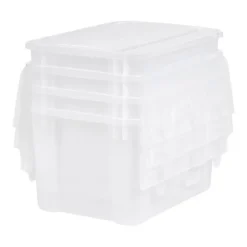 IRIS 4pk 50qt Plastic Storage Totes With Wing Lid -Storage Basket Shop GUEST e17adb5d c584 44e8 baf2 429bee57acd7