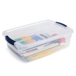 Rubbermaid Cleverstore Home Office Organization 16 Quart Latching Stackable Plastic Storage Tote Container With Lid , Clear (12 Pack) -Storage Basket Shop GUEST e3370f1d 1d67 4786 9f96 898a8957258a