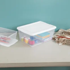Sterilite 16 Quart Stackable Clear Plastic Storage Tote Container With Opaque Latching Lid For Home And Office Organization -Storage Basket Shop GUEST e4222ebb b9c6 428f adde 8a31c39378ab